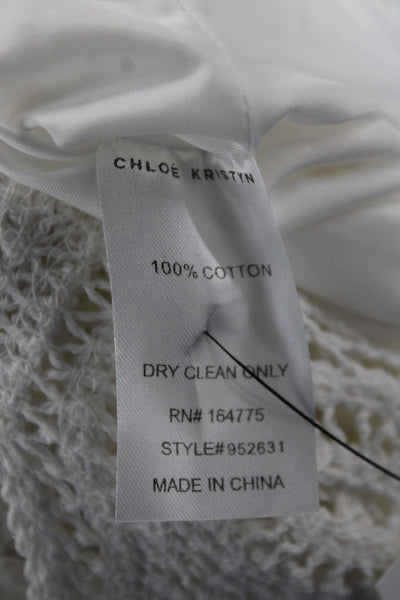 Chloe Kristyn Women White Boho Geometric Cotton Shift Dress V-Neck Size XL