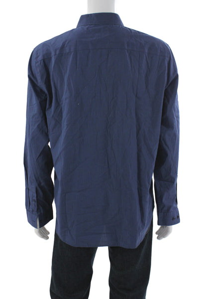 Calvin Klein Mens Blue Striped Cotton Long Sleeve Dress Shirt Size XL