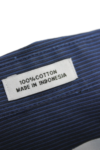 Calvin Klein Mens Blue Striped Cotton Long Sleeve Dress Shirt Size XL