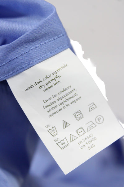 Calvin Klein Mens Classic Solid Blue Dress Shirt Collared Button Cuff Size 17