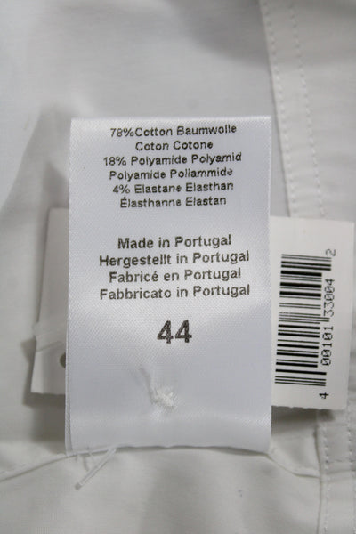 Sharis Place Women Collared Sleeveless Cotton Blouse White Size 44