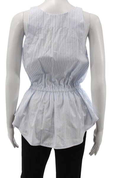 Alexander Wang Women Blue Striped Scoop Neck Sleeveless Cotton Camisole Size 2