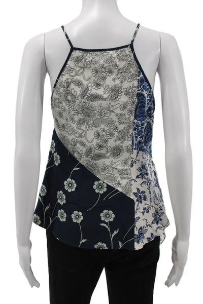 Derek Lam 10 Crosby Women Camisole Silk Floral V Neck Blue Sleeveless Size 0