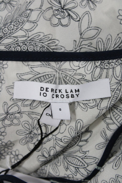 Derek Lam 10 Crosby Women Camisole Silk Floral V Neck Blue Sleeveless Size 0