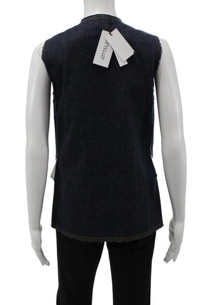 Derek Lam 10 Crosby Women Blue Sleeveless V-Neck Tank Cotton Basic Size 0