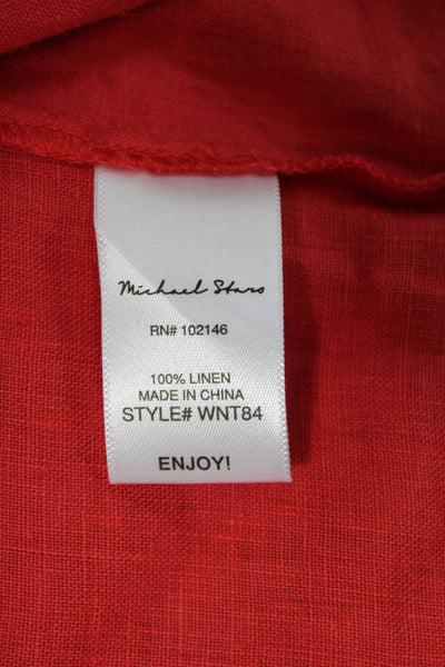 Michael Stars Women Basic Linen Jacket Collared Button Long Sleeve Red Size XS