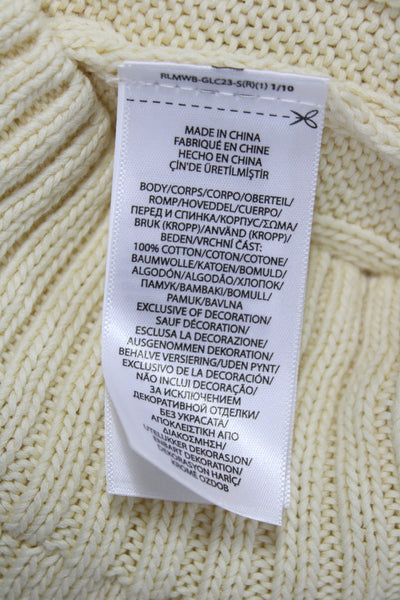 Polo Ralph Lauren Womens Ivory Pima Cotton V Neck Pullover Long Sleeve Size S