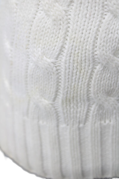 Ralph Lauren Blue Label Women White Cotton V-Neck Pullover Sweater Size S