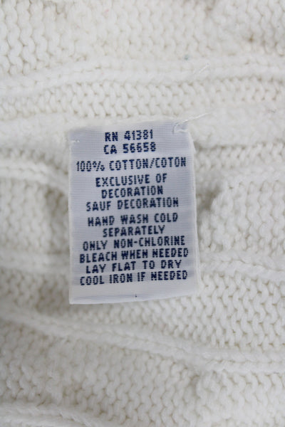 Ralph Lauren Blue Label Women White Cotton V-Neck Pullover Sweater Size S