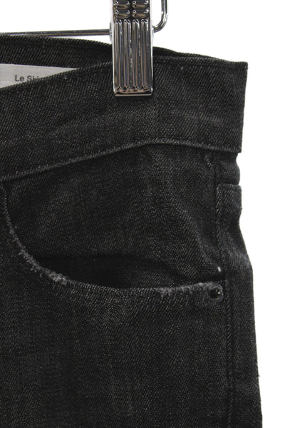 Frame Womens Black Skinny Jeans Mid Rise Distressed Cotton Size 27