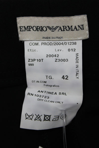 Emporio Armani Womens Dress Pants Black Polyester Button Size 42