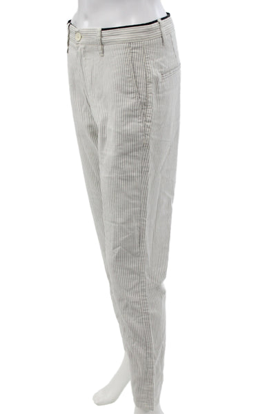 Zara Mens Gray Striped Cotton Chino Pants Button Closure Size 29