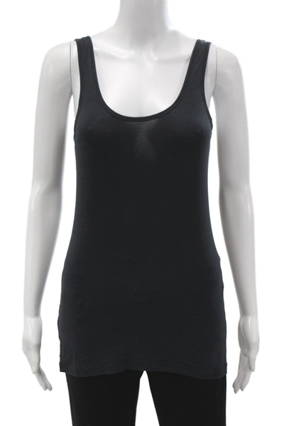 Theory Womens Basic Black Cotton Scoop Neck Sleeveless Tank Size S