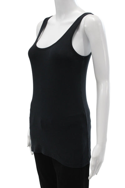 Theory Womens Basic Black Cotton Scoop Neck Sleeveless Tank Size S