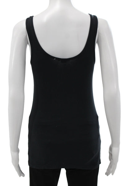 Theory Womens Basic Black Cotton Scoop Neck Sleeveless Tank Size S