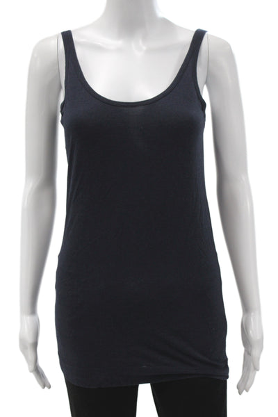 Vince Womens Basic Black Scoop Neck Tank Sleeveless 50% Cotton Size M