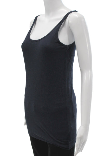 Vince Womens Basic Black Scoop Neck Tank Sleeveless 50% Cotton Size M