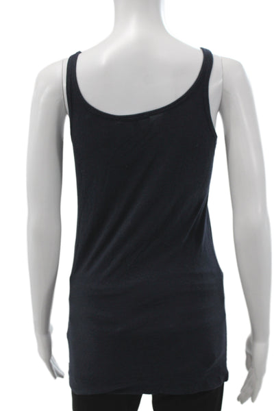 Vince Womens Basic Black Scoop Neck Tank Sleeveless 50% Cotton Size M