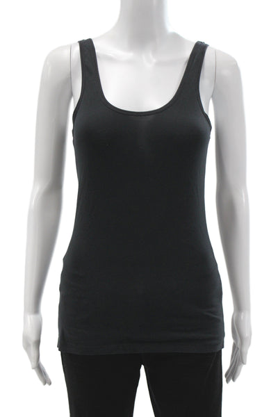Theory Womens Basic Black Cotton Scoop Neck Sleeveless Tank Size S