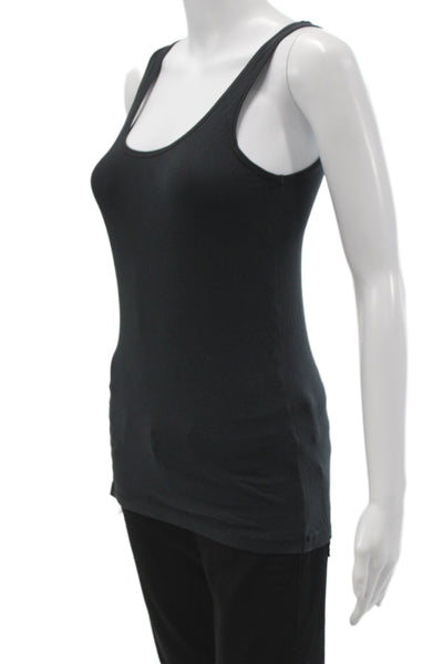Theory Womens Basic Black Cotton Scoop Neck Sleeveless Tank Size S