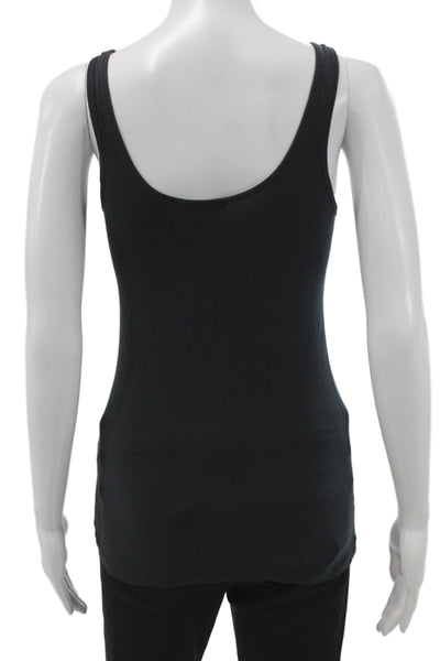 Theory Womens Basic Black Cotton Scoop Neck Sleeveless Tank Size S