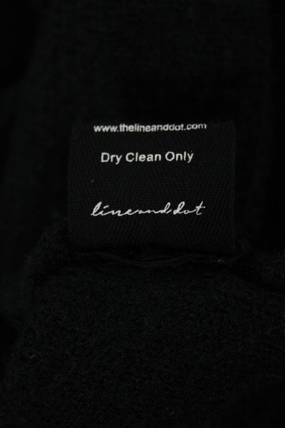 Line And Dot Womens Cardigan Black Button Long Sleeve Round Neck Size M
