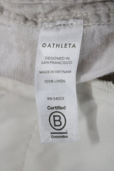 Athleta Womens Jogger Pants Camo Linen Drawstring Beige Size 4
