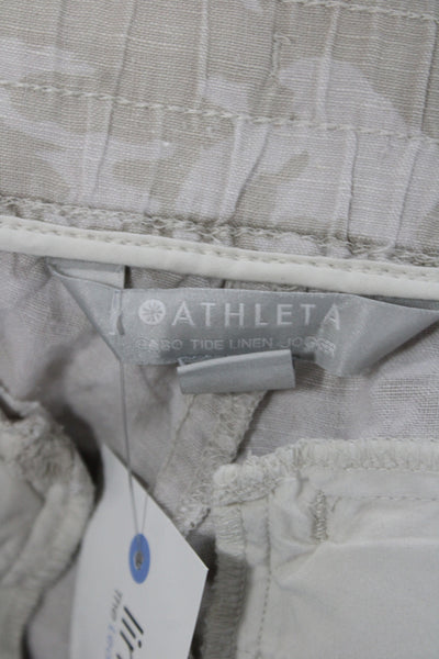 Athleta Womens Jogger Pants Camo Linen Drawstring Beige Size 4