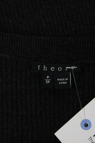 Theory Womens Sweater Dress Black Scoop Neck Short Sleeve Mid-Calf Size PP