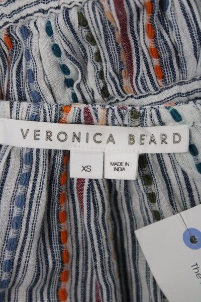 Veronica Beard Womens Mini Dress Multicolor Striped V-Neck Long Sleeve Size XS