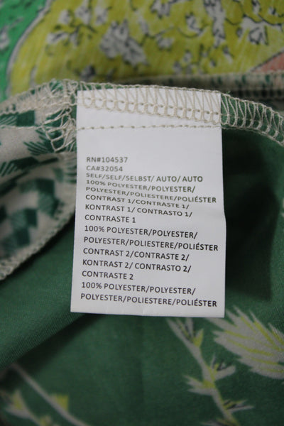 Tiny Women Shift Dress Sleeveless Scoop Neck Green Floral Polyester Size M
