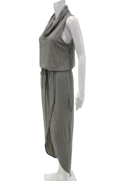Dolan Womens Maxi Dress Black Striped Rayon Cowl Neck Sleeveless Size M