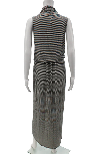Dolan Womens Maxi Dress Black Striped Rayon Cowl Neck Sleeveless Size M