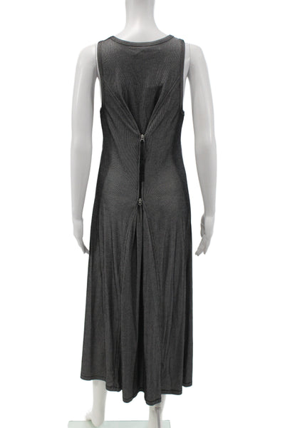 Rag & Bone Women Striped Gray Maxi Dress Sleeveless Scoop Neck Size M