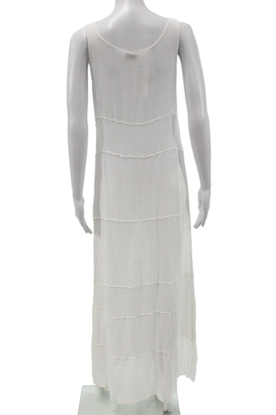 Beth Schaeffer Women Maxi Bohemian Sleeveless Scoop Neck White Dress Size L