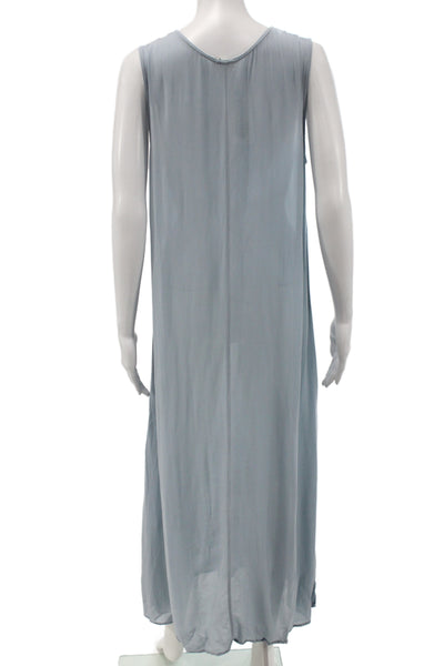 Beth Schaeffer Women Blue Sleeveless Maxi Dress Rayon Knee Length Size M