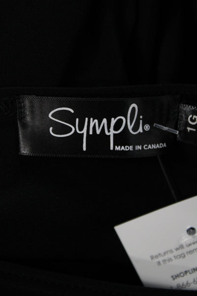 Sympli Women Shift Dress Black Long Sleeve Scoop Neck Short Size 12