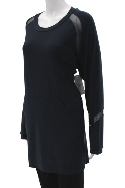 Sympli Women Tunic Black Long Sleeve Polyester Round Neck Size 16