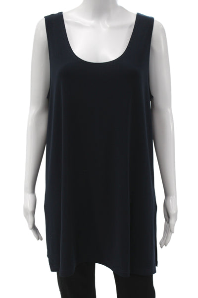 Sympli Women Tunic Tank Black Sleeveless Scoop Neck Plus Size 18