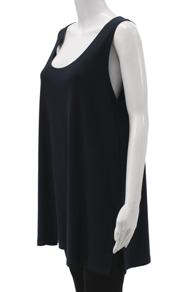 Sympli Women Tunic Tank Black Sleeveless Scoop Neck Plus Size 18