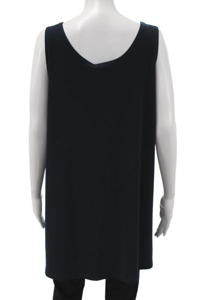 Sympli Women Tunic Tank Black Sleeveless Scoop Neck Plus Size 18