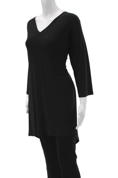 Sympli Women Black V-Neck Tunic Blouse 3/4 Sleeve Plus Size 18