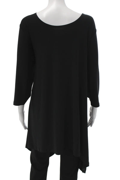 Sympli Women Black V-Neck Tunic Blouse 3/4 Sleeve Plus Size 18
