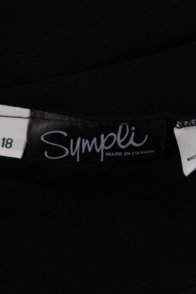 Sympli Women Black V-Neck Tunic Blouse 3/4 Sleeve Plus Size 18