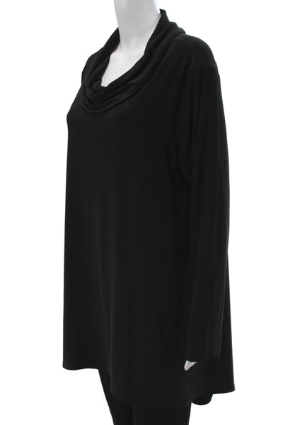 Sympli Women Tunic Cowl Neck Long Sleeve Black Polyester Size 16