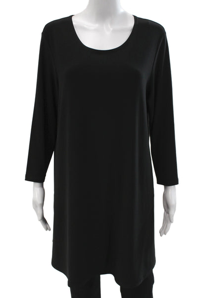 Sympli Women Tunic Blouse Scoop Neck 3/4 Sleeve Black Size 16