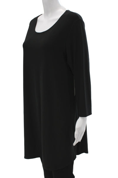 Sympli Women Tunic Blouse Scoop Neck 3/4 Sleeve Black Size 16