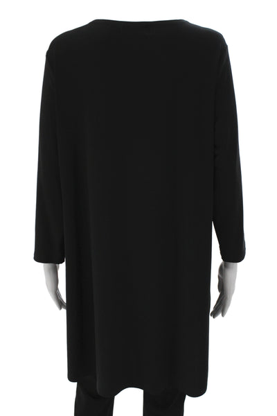 Sympli Women Tunic Blouse Scoop Neck 3/4 Sleeve Black Size 16