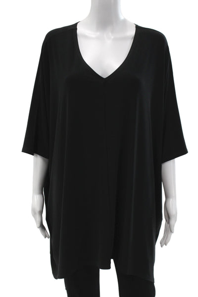 Sympli Women Tunic Blouse Black V-Neck 3/4 Sleeve Polyester Size 16
