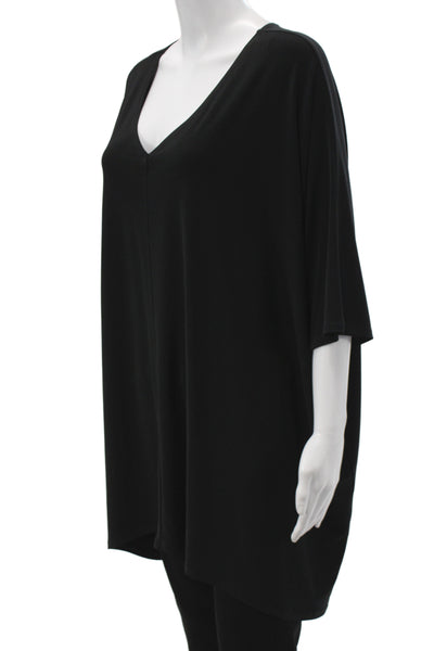 Sympli Women Tunic Blouse Black V-Neck 3/4 Sleeve Polyester Size 16